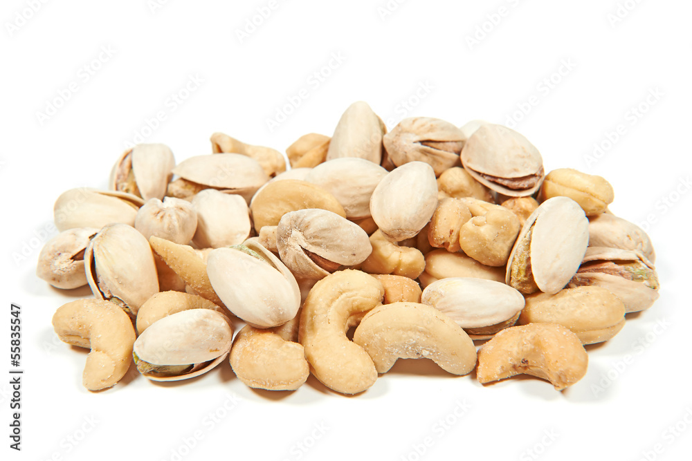 Mixed cashew and pistachio nuts