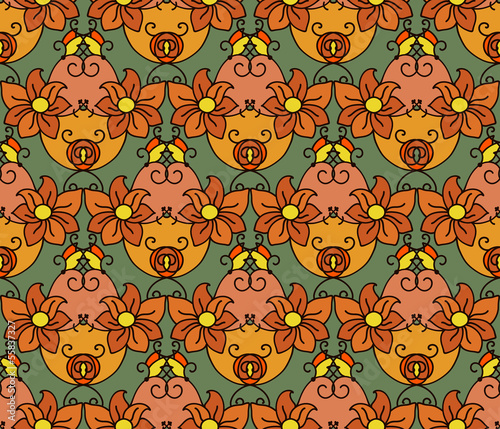 Bright seamless floral pattern in ethnic style