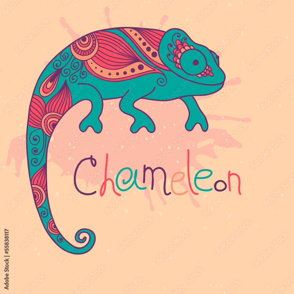 Chameleon in ethnic style. Chameleon in ethnic style.