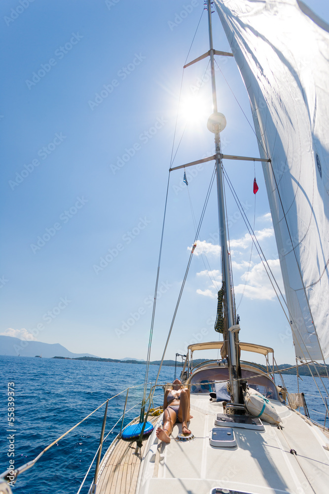 Young woman Sailing