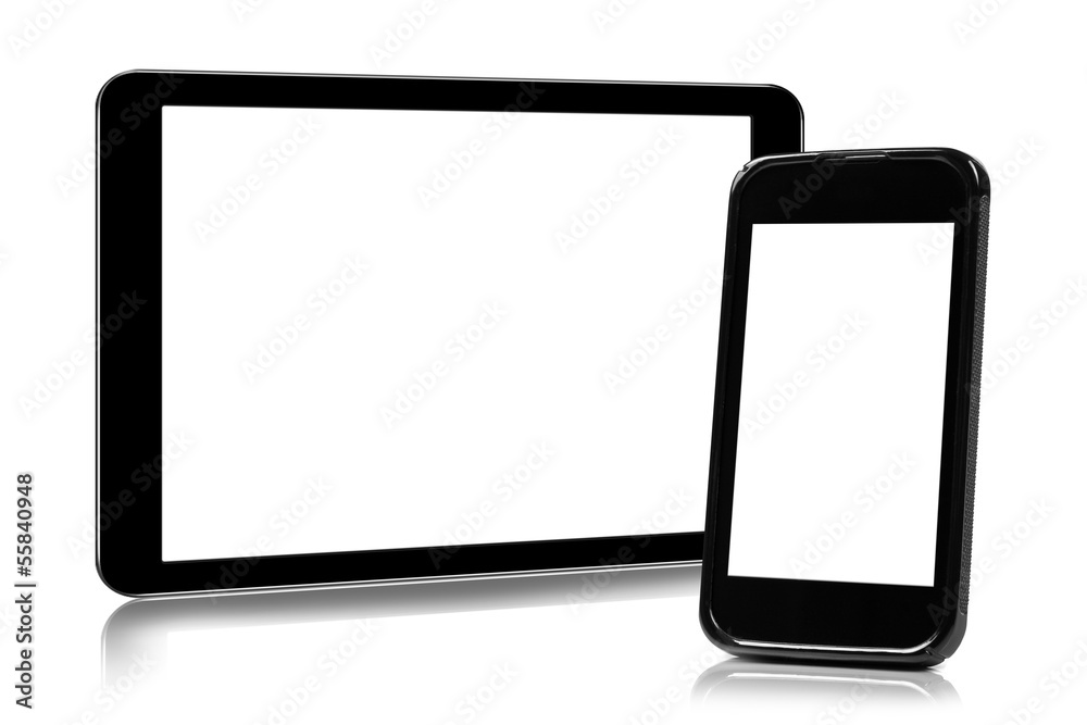 digital tablet and smartphone isolated on white digital tablet and smartphone isolated on white