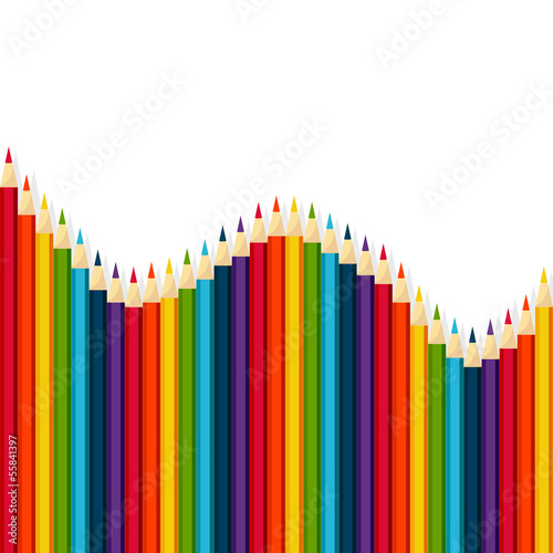 Rainbow vector set of colored pencils, wave shape