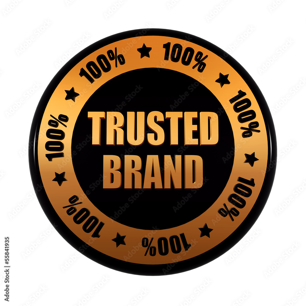 trusted brand 100 percents in golden black circle label trusted brand 100 percents in golden black circle label