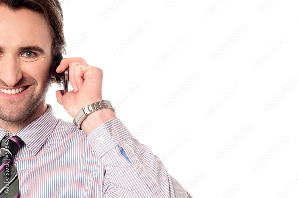Male executive speaking over mobile phone Male executive speaking over mobile phone