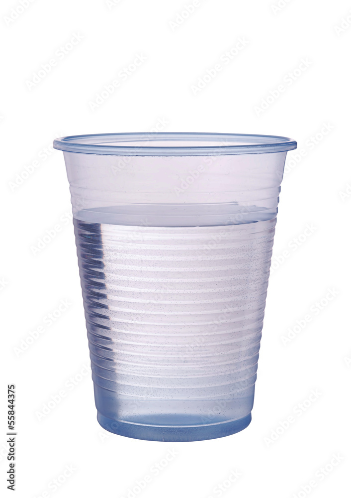 Transparent blue plastic cup of water isolated ver white Transparent blue plastic cup of water isolated ver white