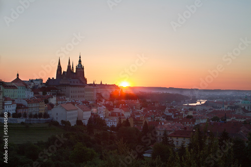 Prague castle and sunrise