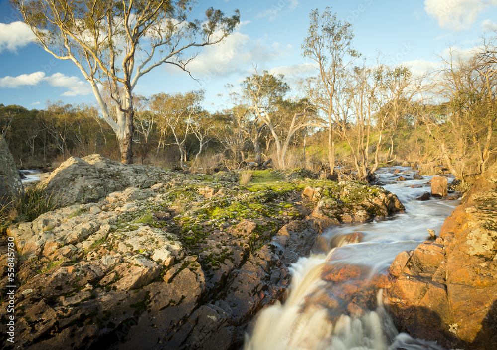 River flows through countryside on its way to Nigretta Falls in Western Victoria, Australia River flows through countryside on its way to Nigretta Falls in Western Victoria, Australia