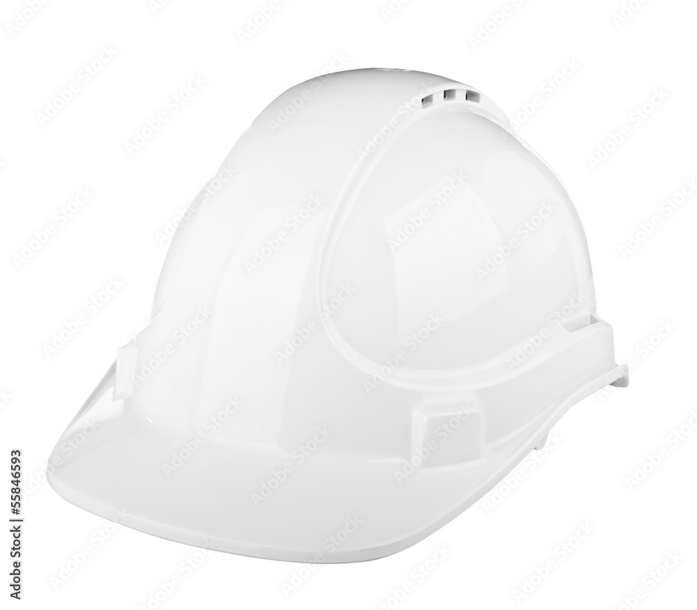 Hard hat used on construction site in white isolated on white Hard hat used on construction site in white isolated on white