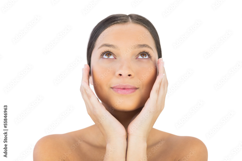 Peaceful gorgeous brunette looking up posing Peaceful gorgeous brunette looking up posing