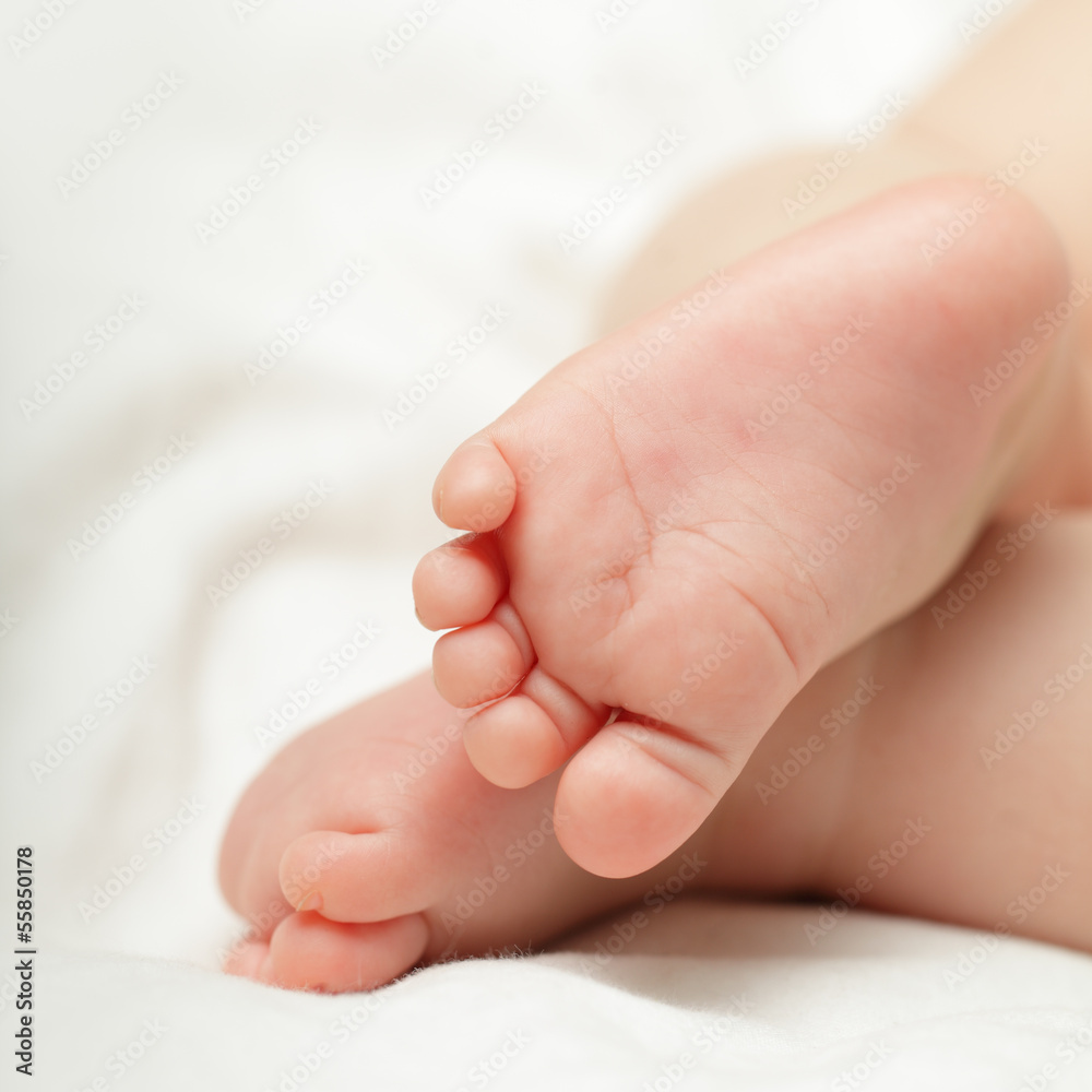 Newborn baby - feet, macro, white bckground Newborn baby - feet, macro, white bckground