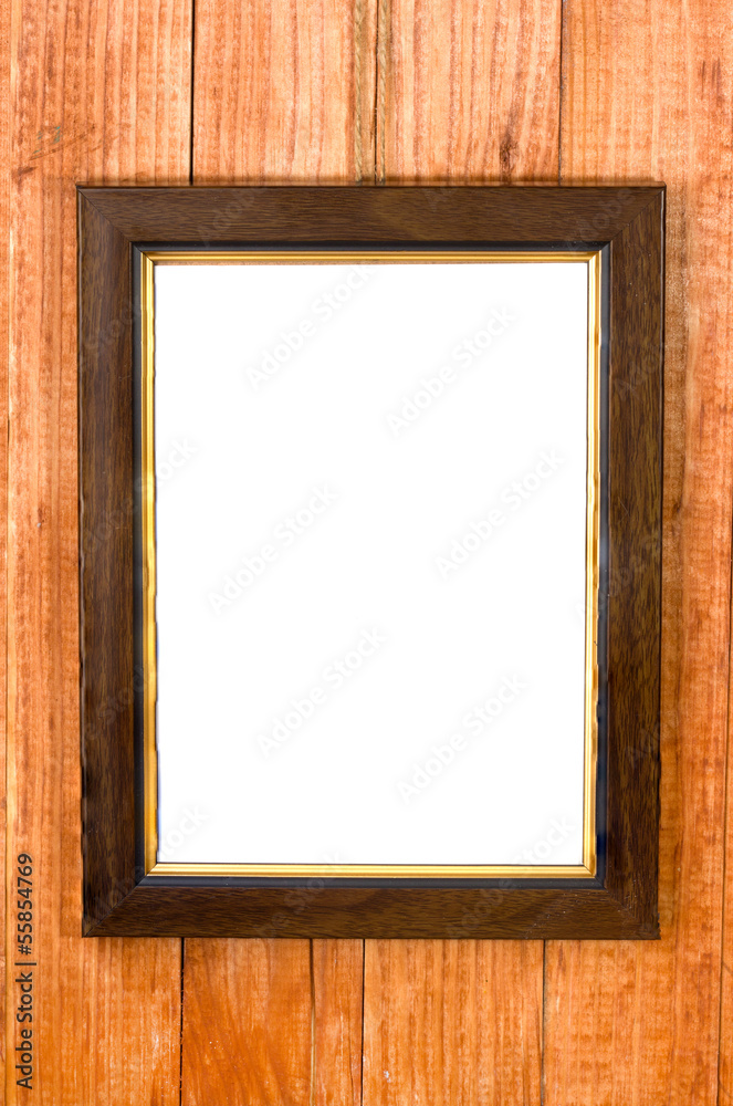 Wooden picture frame on a wooden background Wooden picture frame on a wooden background