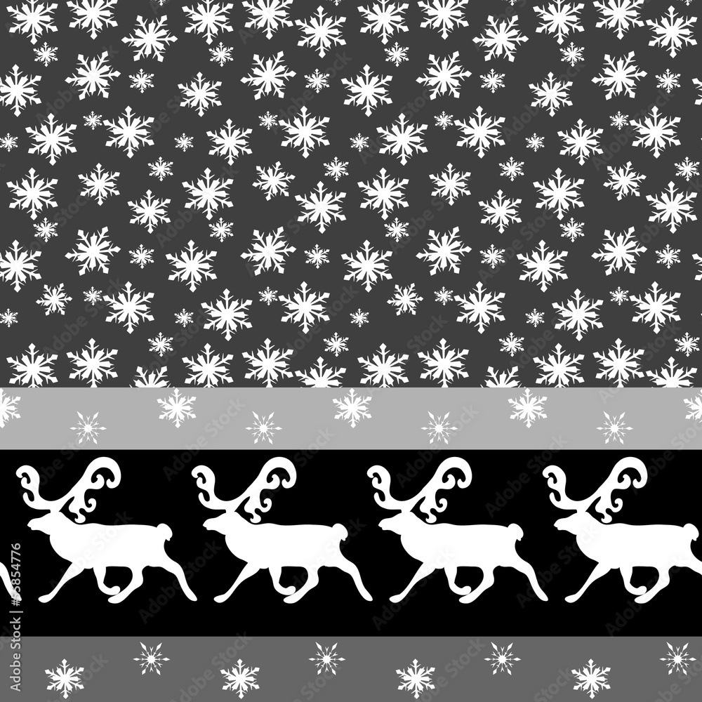 Obraz premium Christmas seamless border with snowflakes and deer