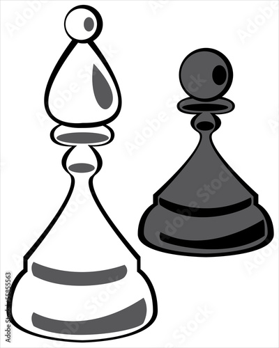 chess pawn and rook on white background