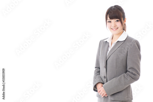 young businesswoman on white background