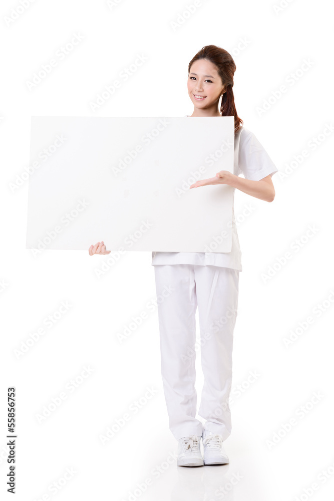 nurse with blank board