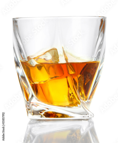 Glasses of whiskey, isolated on white