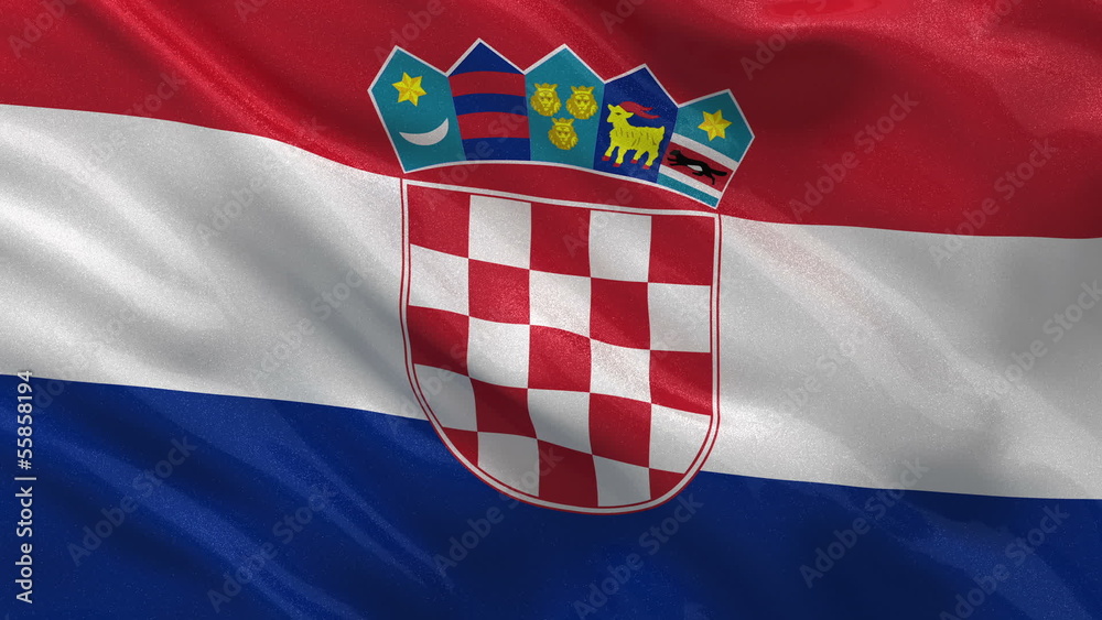 Seamless loop of the Croatian flag waving in the wind