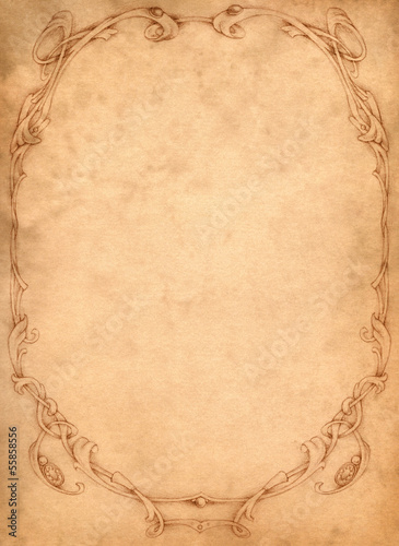 A sheet of an old paper with thin frame drawing.