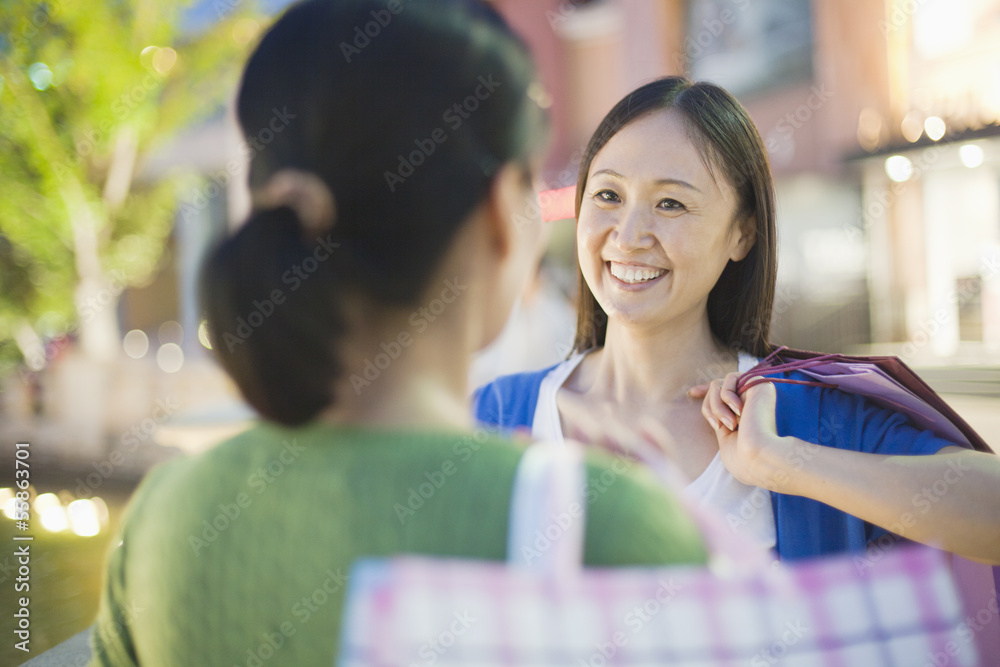 Two Mature Women Talking In Shopping Mall Two Mature Women Talking In Shopping Mall