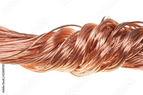 Copper wire isolated on white background