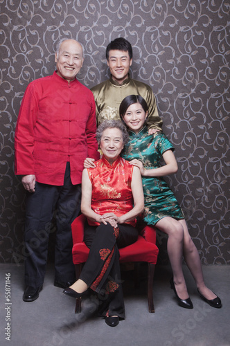 Family Portrait In Chinese Traditional Clothing © xixinxing