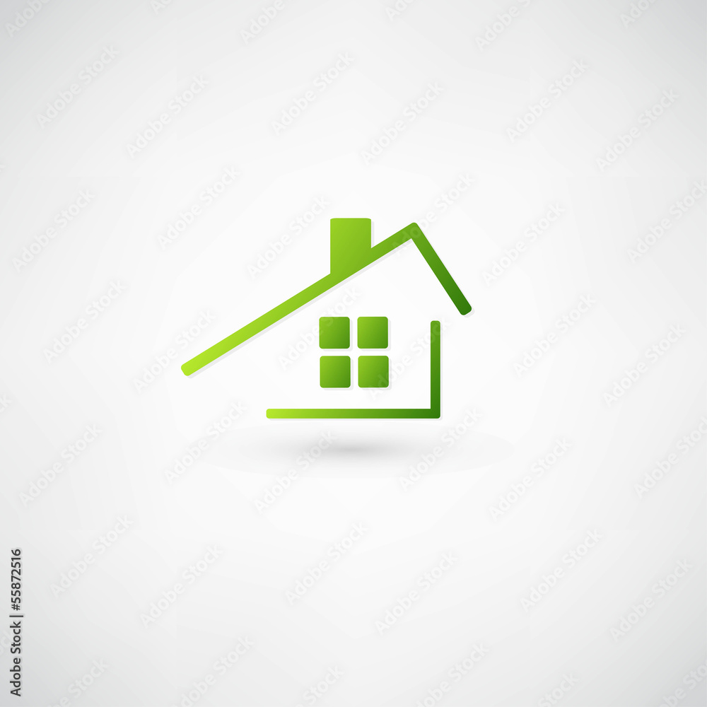 Green home icon on white background Green home icon on white background
