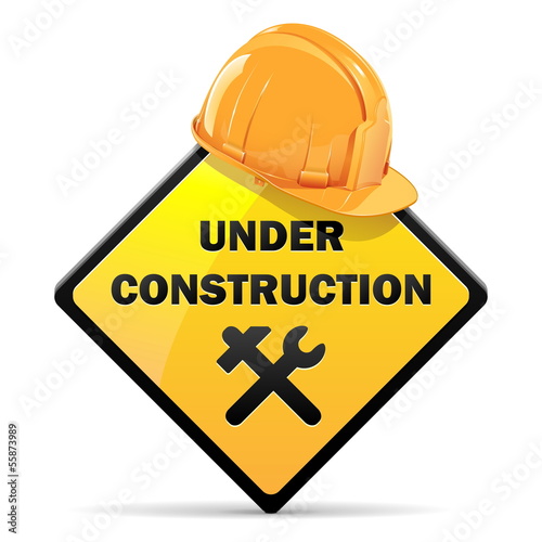 Vector Under Construction Sign with Helmet