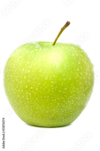 Green Apple wet on white background