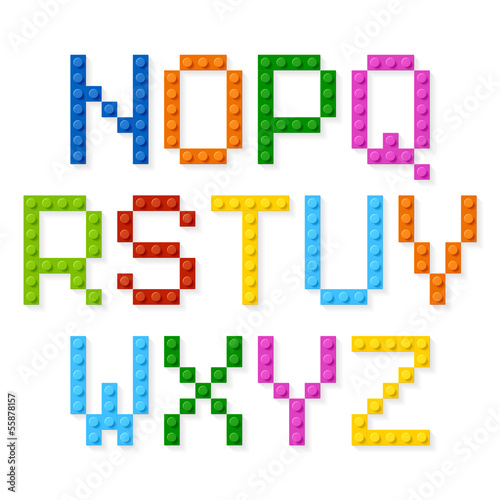Plastic construction blocks alphabet