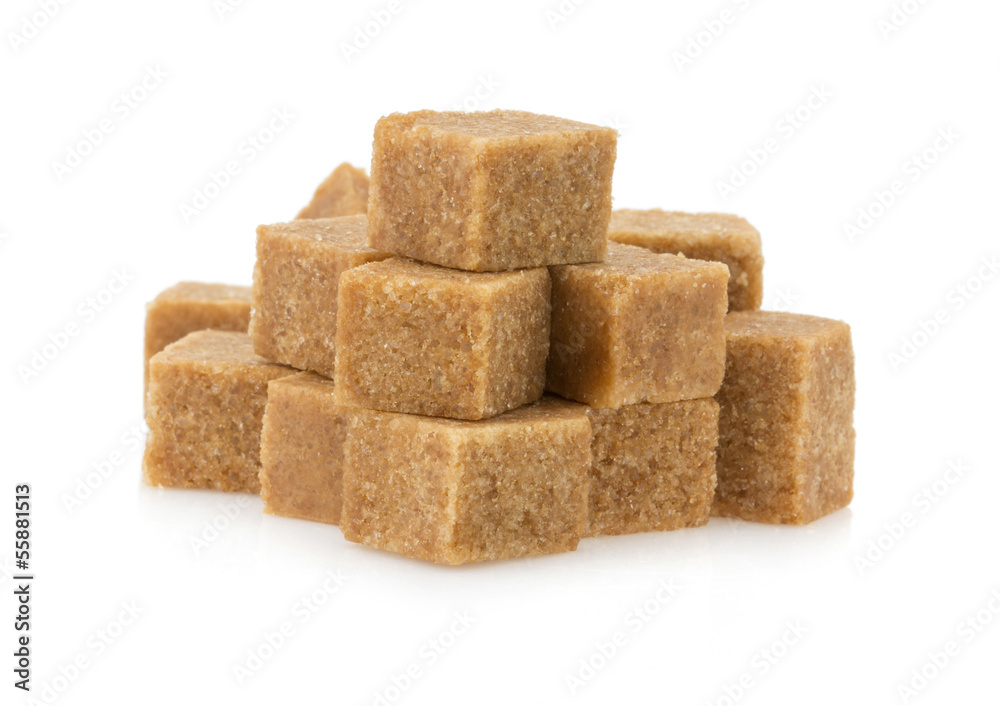 brown sugar cubes on white