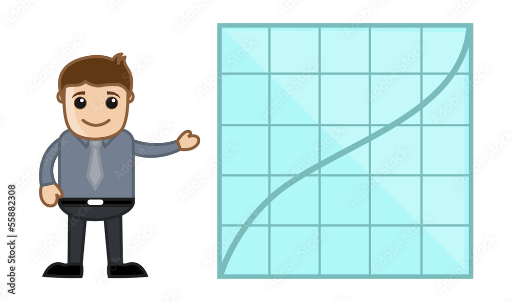 Showing Stats on Graph - Business Cartoon Showing Stats on Graph - Business Cartoon