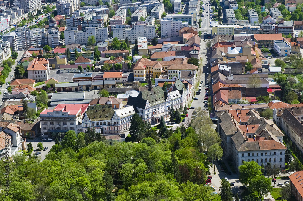 Fototapeta widok z lotu ptaka starego miasta Deva w Transylwanii