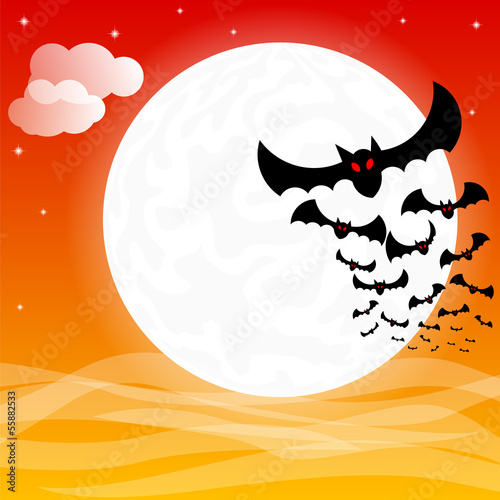 bats against the full moon