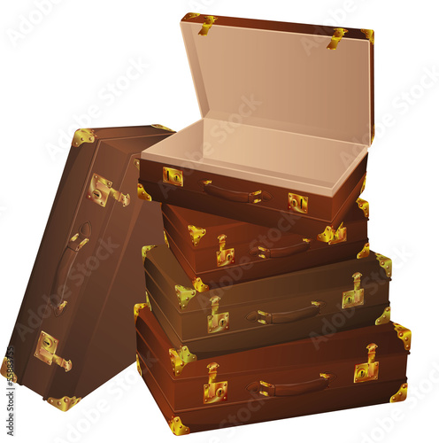 Vintage travel bags. Vector.