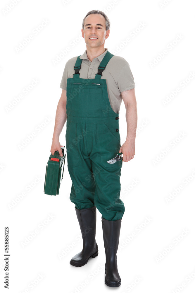 Happy man Holding Watering Can Happy man Holding Watering Can