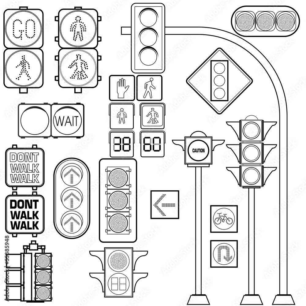 Traffic light outline vector Stock Vector Adobe Stock