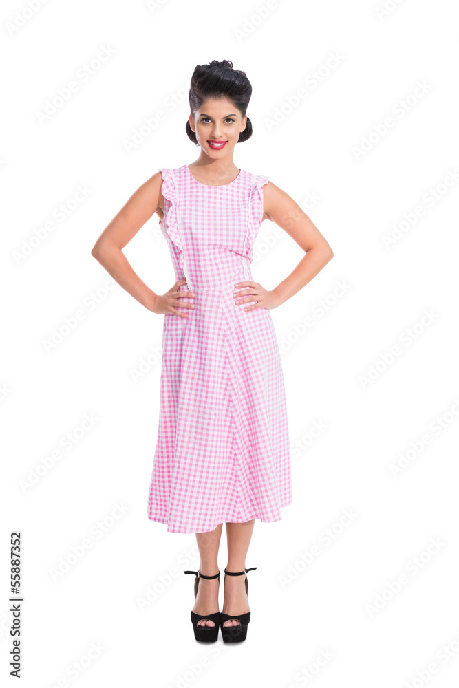 Beautiful retro woman standing