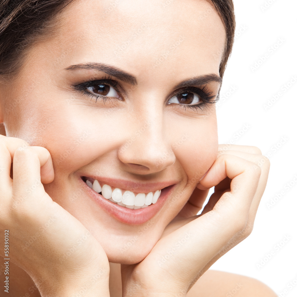 Fototapeta premium Portrait of beautiful woman, on white