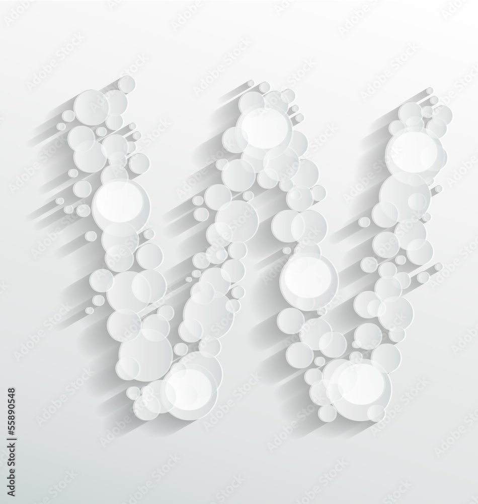 Embossed bubble W alphabet Embossed bubble W alphabet