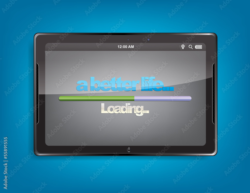 Tablet computer with loading bar Tablet computer with loading bar