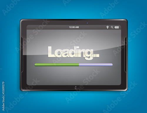Tablet computer with loading bar