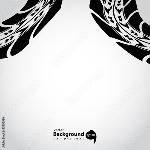 grunge black tire track on white background
