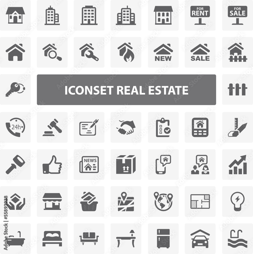 Website Iconset - Real Estate 44 Basic Icons Website Iconset - Real Estate 44 Basic Icons