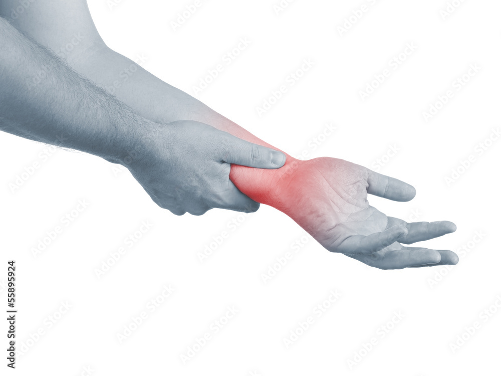 Pain in a man wrist. Pain in a man wrist.