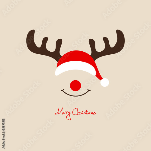 Abstract Christmas Card Rudolph Beige photo