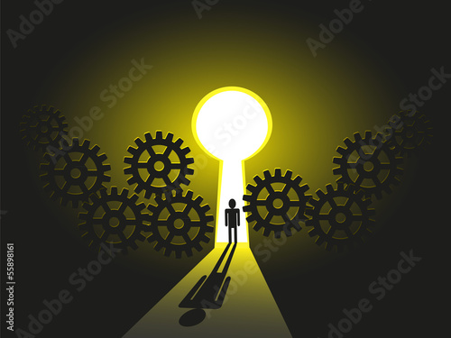 Business Man journey towards Success key