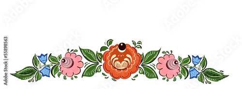 Decorative frame with flowers and in Russian traditional style