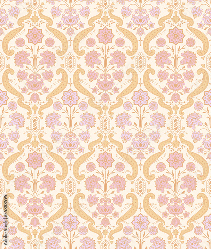 Seamless ornamental vintage pattern with stylized flowers.