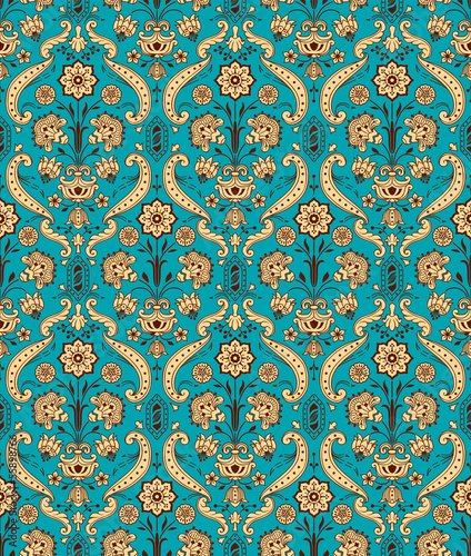 Seamless ornamental vintage pattern with stylized flowers.