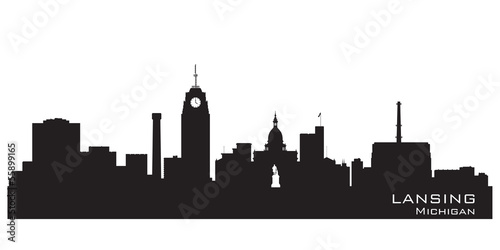Lansing Michigan city skyline vector silhouette photo